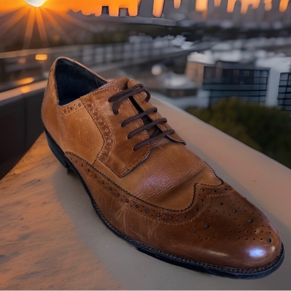 Stacy Adams Brown Leather Wing Tip Oxford Dress Shoes Men's SZ 13